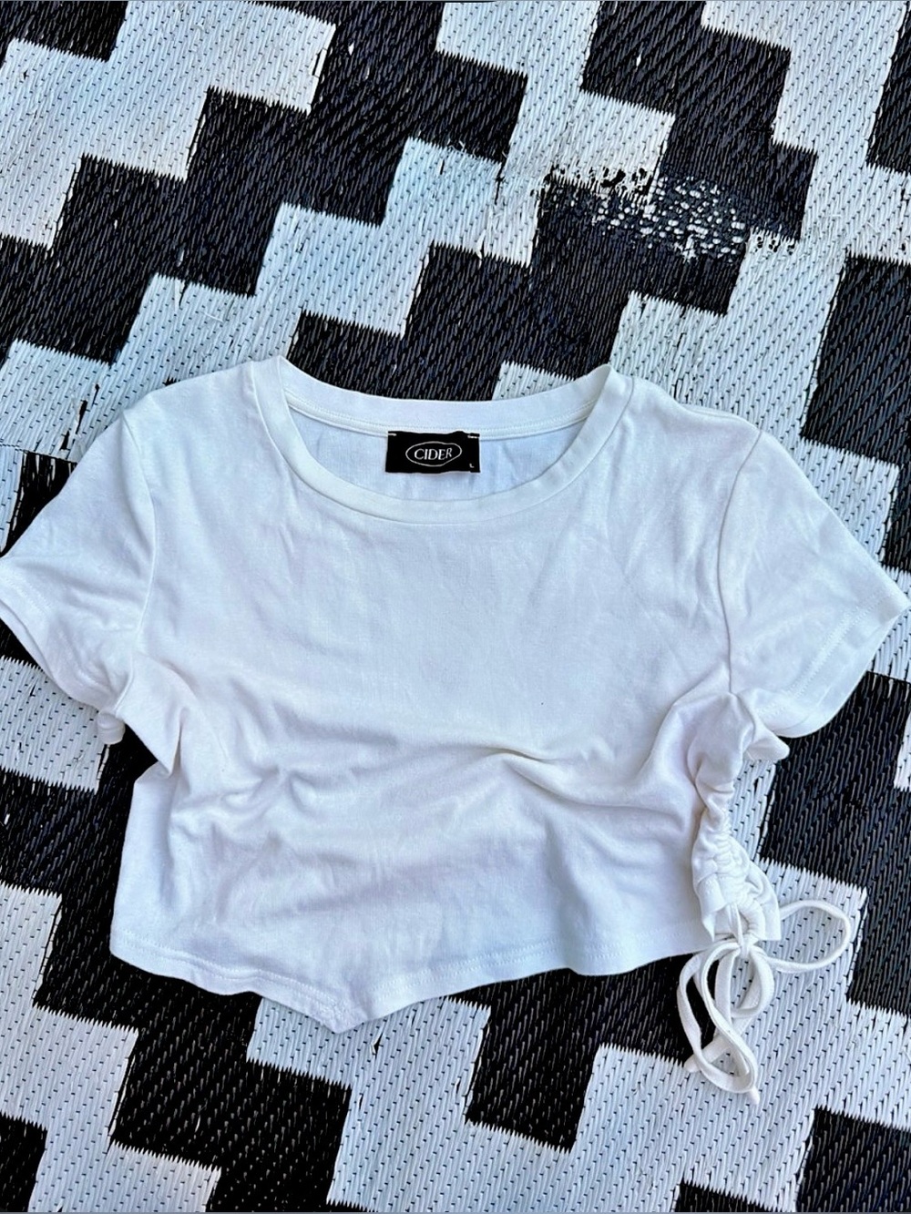 Cider Asymmetrical Crop Top White